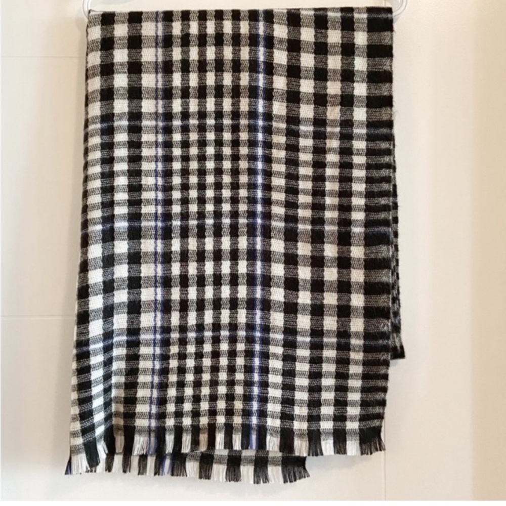 Huge warm black and white gingham blanket scarf